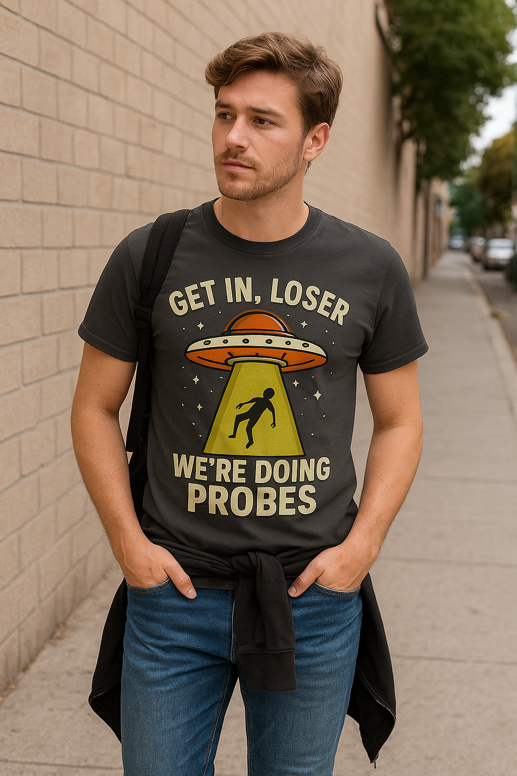 Get In, Loser – UFO Abduction Probe Tee | Funny Alien Sci-Fi Shirt