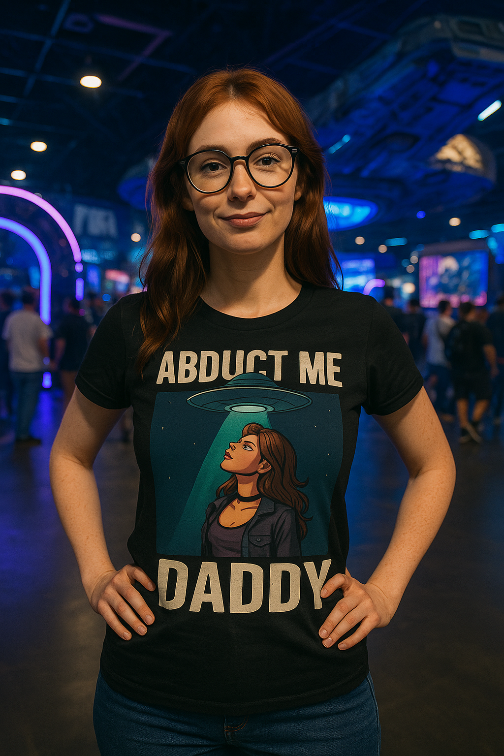 Abduct Me Daddy – UFO Alien Beam T-Shirt